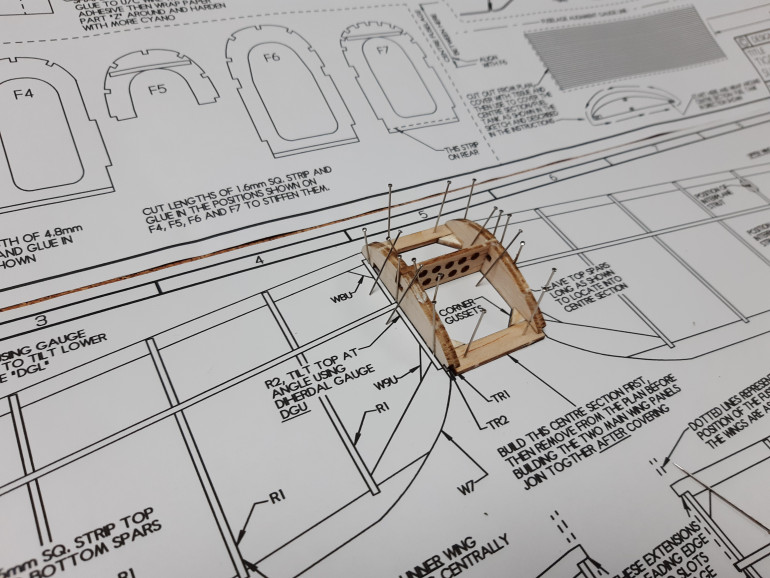 First component glued and pinned.