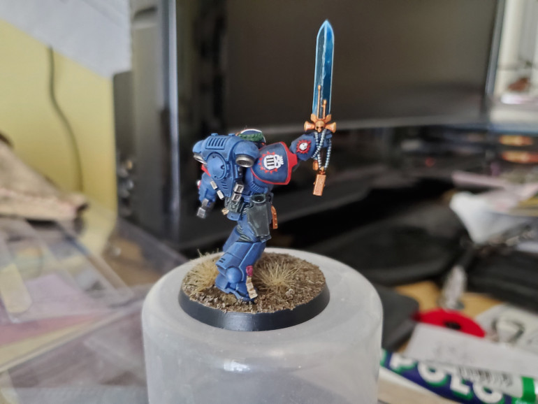 I've taken to very specifically picking out certain details in other colours, such as the Lieutenant badges on the vambraces, as it gives a bit more character to the model, I think. As I said before, I may revisit this mini with a tilting shield in the near future alongside some other minis that I have done in the past.