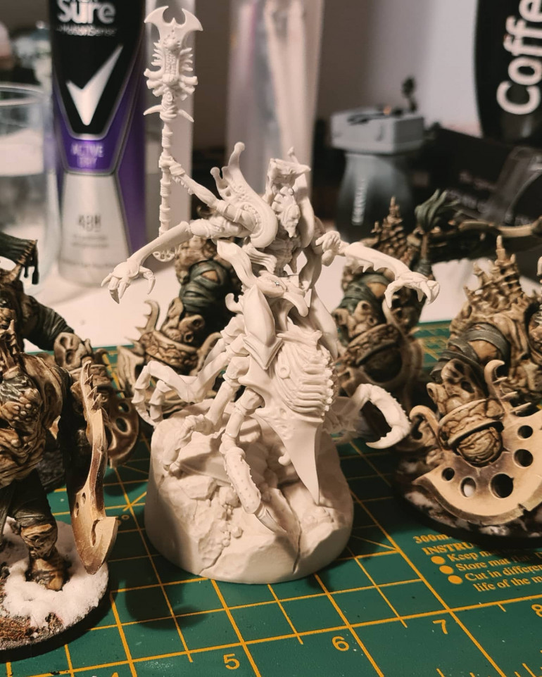 May not have finished highlighting my brutes last night but whilst the ink was drying I was productive enough to build Number 88. My founders exclusive Avatar Projection upgraded Pheromancer ? Modified with a headswap with a spare executor head and by amputating the pheromancers legs ??