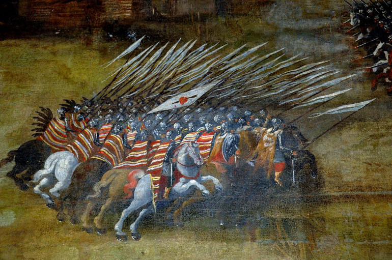 Hussar formation at the Battle of Klushino (1610), painting by Szymon Boguszowicz, 1620