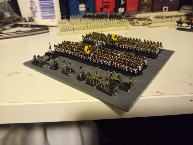 The Brigade complete with Jager Skirmishers and Mounted Colonels.