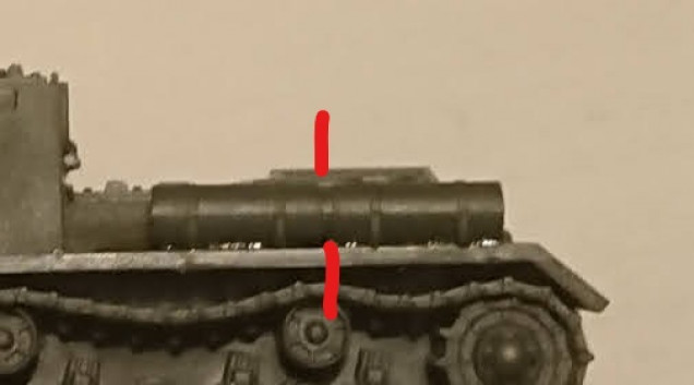 top red line indicating indentation on fuel tank, bottom red line indicating bump on hull