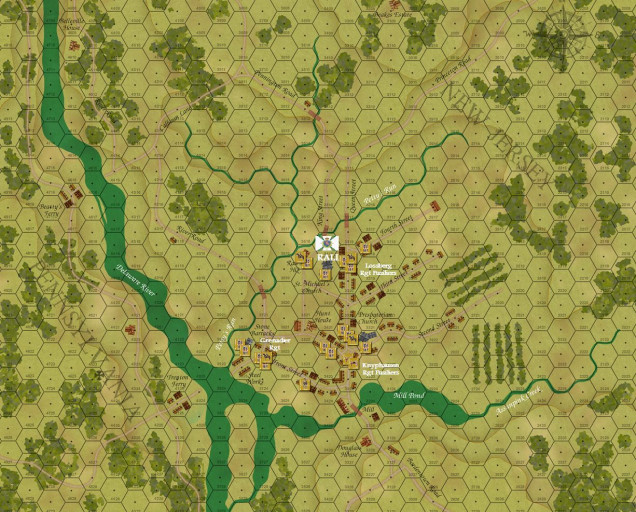 Here is the complete map (more or less) of our upcoming recreation of Trenton, December 25-26 1776.  The Hessians are asleep in their barracks, with no idea that a small (and desperate) American Army is about to descend upon them. army is 