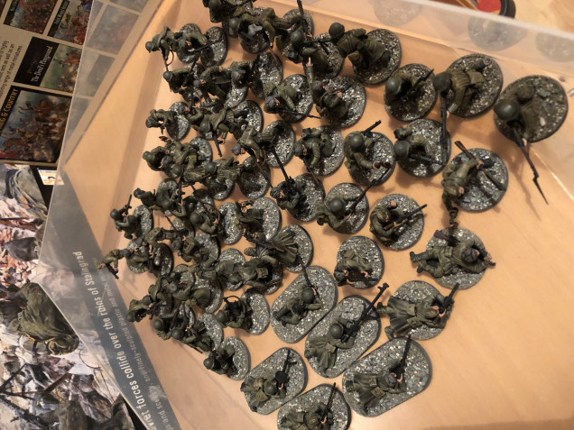 Just a quick update for the project. I have now painted and based all of the Soviet infantry! Next task will be painting the sniper team...