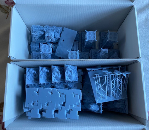 A full set of 3D printed terrain for Kingdom Death Monster