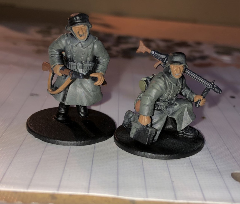 5. Next, I paint the flesh and any weapon slings with Beige Brown. 