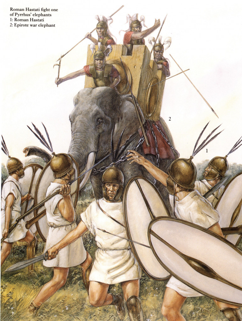 Roman Hastati fight one of Pyrrhus' elephants