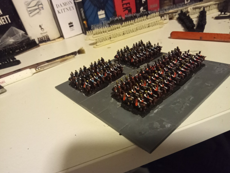 I originally had the front Regiment at the Charge with the rear advancing but it looked strange so I swapped the rear rank with the front rank.