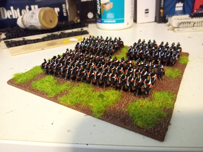 They were based in the same way as the Infantry. Let me know if you like or don't like the way I've based these minis, I left the Officers off this one, it didn't look right to have a Brigade Commander riding around when the Brigade is charging.