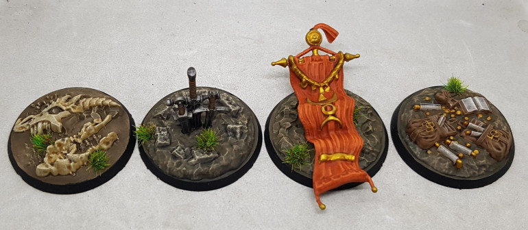 The four non-Spire objectives from the starter set came together quickly while i was waiting for washes etc to dry on the Spires.  If you look close at the dragon skull you can see they sculpted it with an eyeball bone???