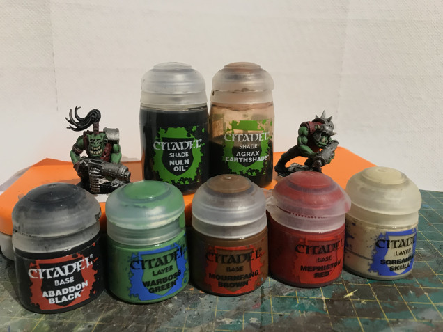 the paints used in addition to a black primer