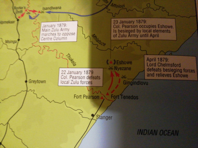 The British invasion of Zululand was done with three attack coloumns setting of at the same time. While Chelmsford was marching his army to destruction at Isandlwana colonel Pearson was crossing the river Nyezane. His army had the usual redcoats but operating near the cost had members if the naval brigade. Today I started work carving out the river and it's crossing ford before giving them a base coat 