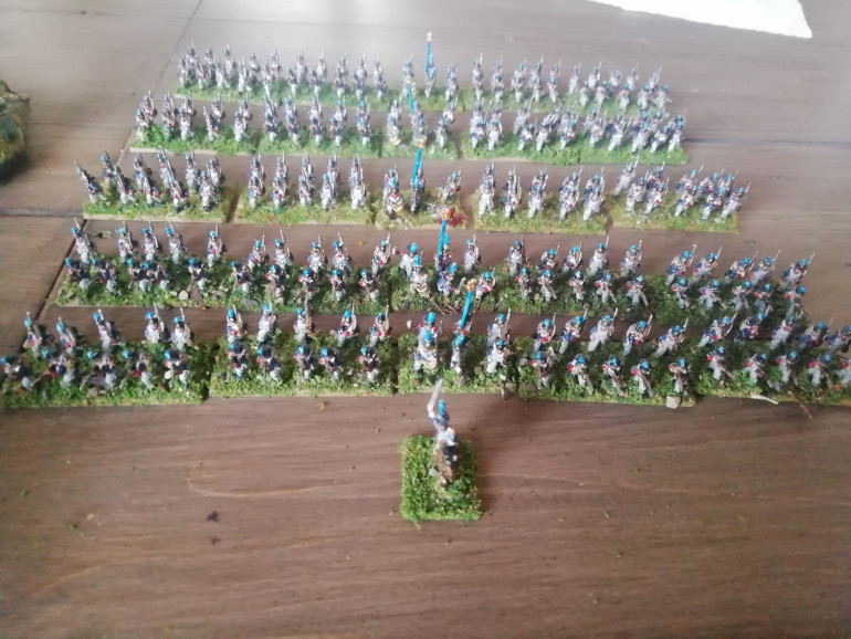 Five units make up this brigade. I had one miscast mini with no legs but I thought I could still put him to good use as a casualty cut down by a cannon ball