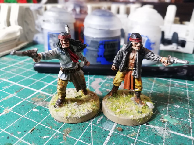 First little batch painted. Two Apaches for the west west. Highway man and cook for the high seas