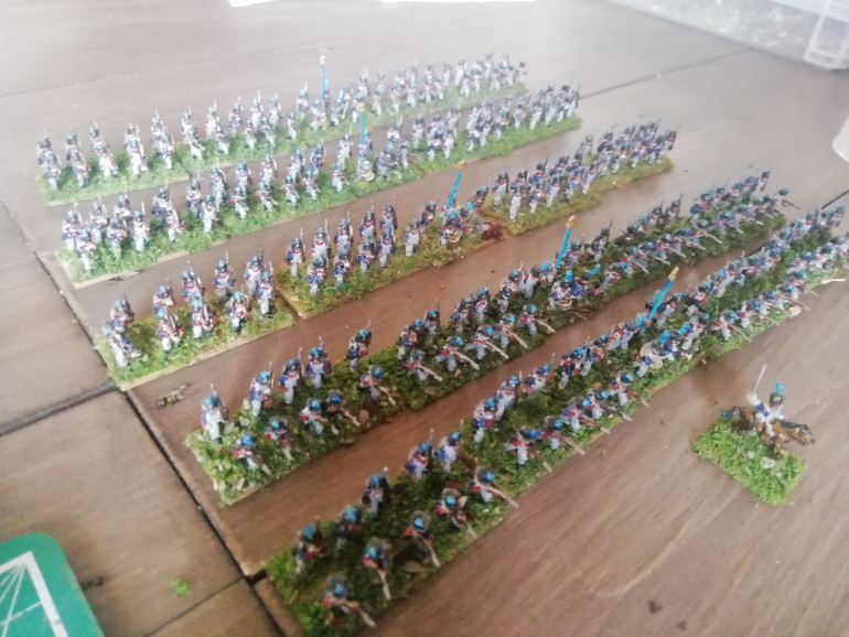 Blue pom poms finished