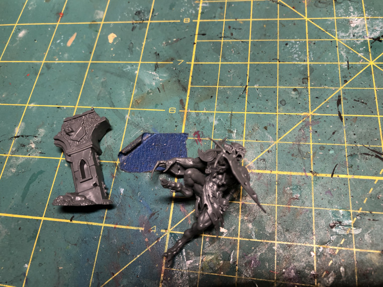I highly suggest you do  not attach the miniature to the provided column as it will make it much simpler to prime and paint.