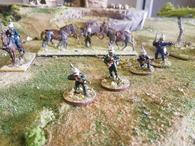 Mounted infantry and Natal Hussars dismounted to face the enemy but someone has to stand back and look after the horses