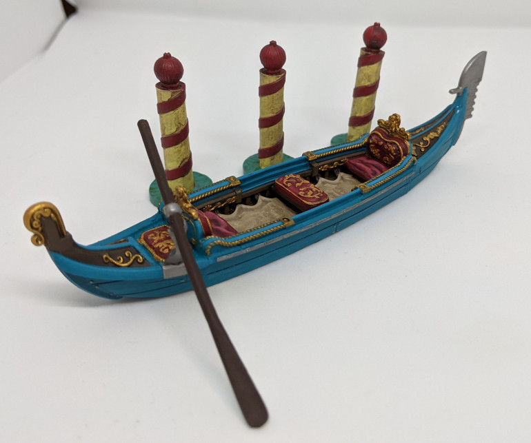 The Noble's Gondola is done, I decided to paint the boat to match the Lord's outfit.  Because why not?