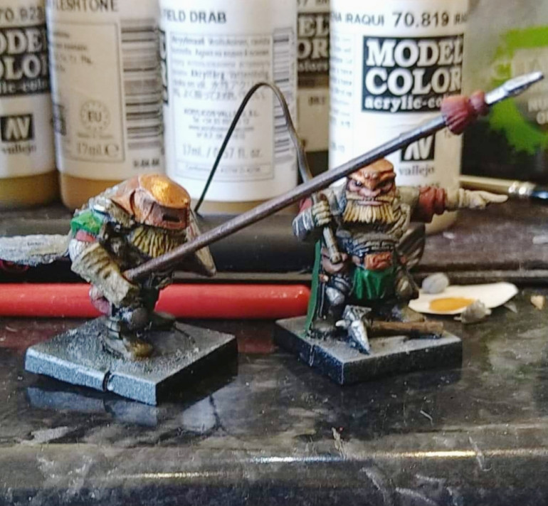Progress. A few finishing touches and snow on the base and these will be done.