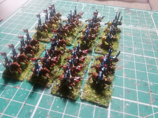 Two units of French lancers. There seemed to be a lot of colour schemes to choose from so I went for sky blue