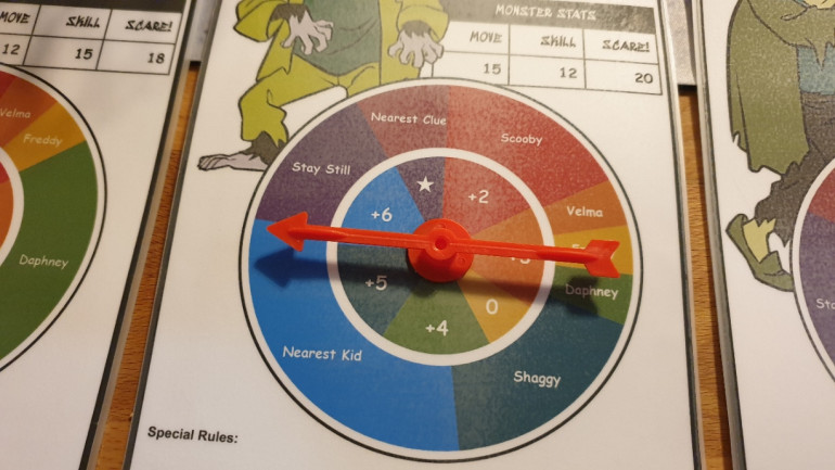 You simply spin the pointer and where it lands describes the action the monster is going to take.