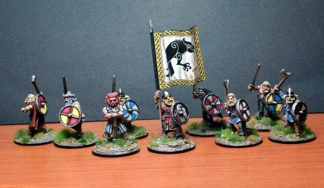 The group shot. Note that my warriors do not have fancy shields or chainmail.