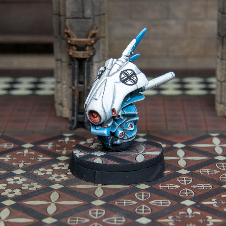 viewing the model for the most part. Here you can see the highlighting of the black at it’s best.  This model was a pain to do. The volumes are very alien, it’s white on top, it has black freehand on it, the freehand is over a highly shaped section and it’s geometric shapes in a 4mm circumference. All in hard. This again was a tart up the same as the other. The same things apply. In terms f how I feel about it. 