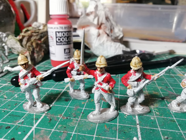 First time using Vallejo paints so I've taken my time in these Highlanders. I like the look of these guys. So far I've done the redcoats and helmets