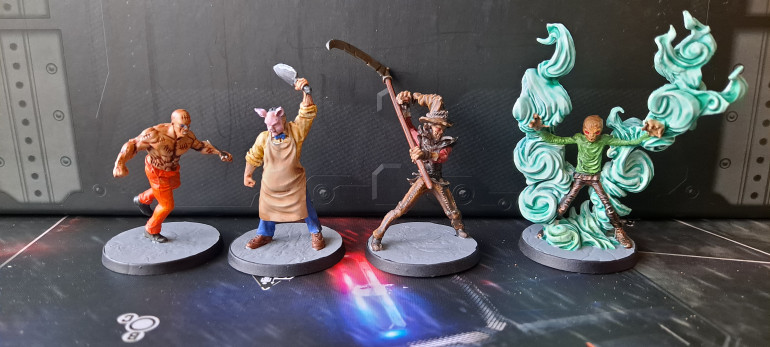 Two Scarecrows, Prof Pyg and final Victor Zsasz.  I think Prof Pyg came out the best from these although I like bits of all of them.  I had seen a number of Prof Pyg's with blood splats on the apron and knife, but it's not something I'm that keen on doing.