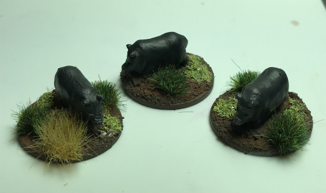   Thought it would be cool to add some livestock to the villages. Starting with these pot bellied pigs from grubby tanks 20mm vietnam range.