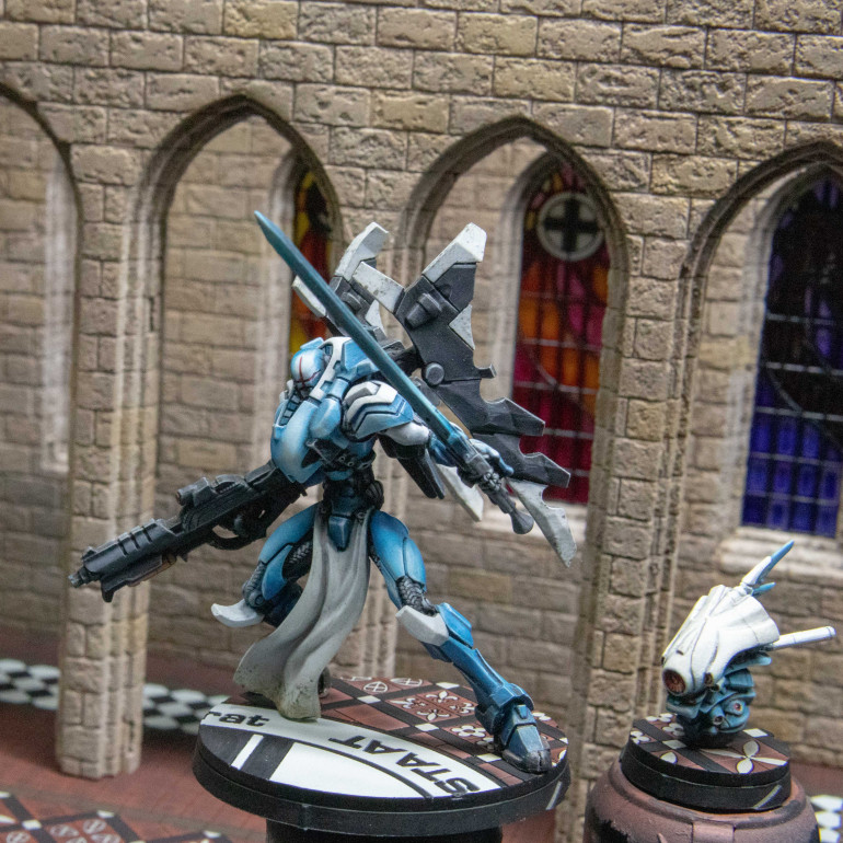 I apply paint globs to the underside of the pin and press this onto the base to make a mark to drill these. Making sure when I marked the front of the model is lined up with the front arc of the base. I then superglue these in place. Later on, I went onto use model putty to hide some of the gaps to the base. I went onto paint Joan after this but also got distracted after painting Joan. But these were ready for painting.  I have redone the white on so far but will come back to this later when I freehand on stuff. 