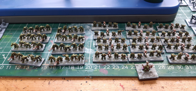 Then a coat of cygor brown over bases followed with a dry brush of khaki then a dry brush of camourflage green final black on the rims.