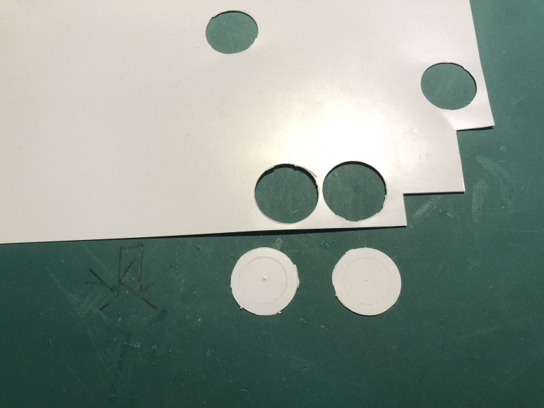 Cut out discs from 0.5mm styrene card