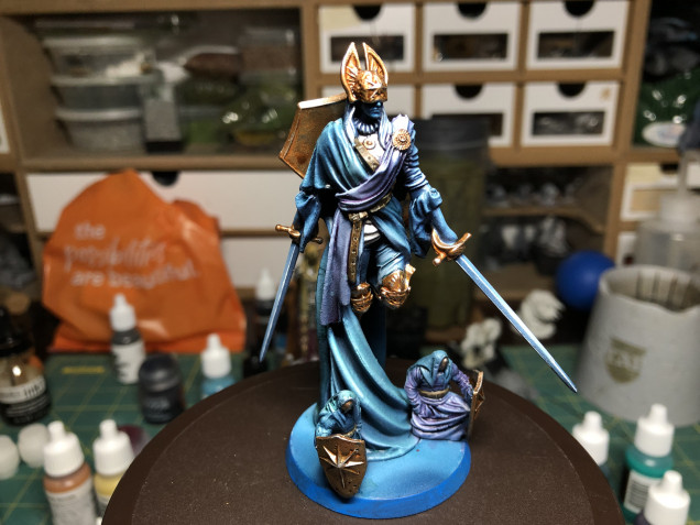 After a light touch up of the base circumference with medium blue, Providence was ready to single handedly assist Solomon Kane in his adventures.