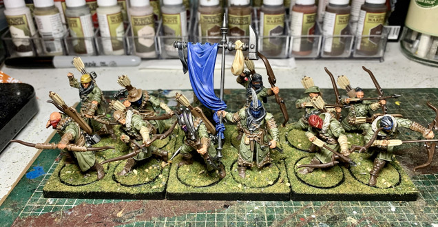 After a dip in the basing pot and a Matt varnish they are ready to go. Love this unit even if I did manage to snap every bloody arrowhead!!!