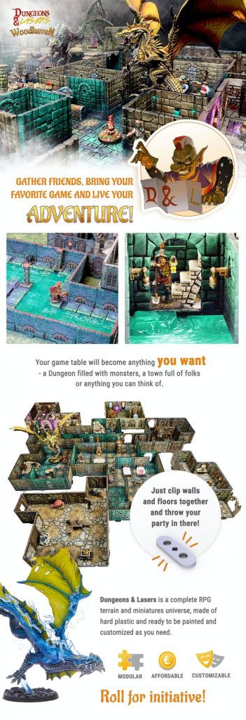Dungeons And Lasers – Woodhaven Townsfolk Starter Set – 64 Miniatures Pour JDR