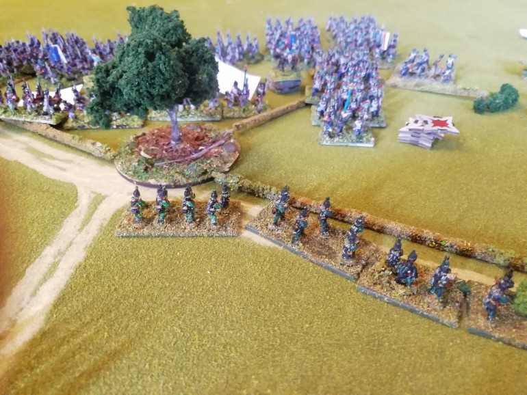 The rifleman come under fire and break. Shocked to see them run the British behind them become confused by the event and are disordered