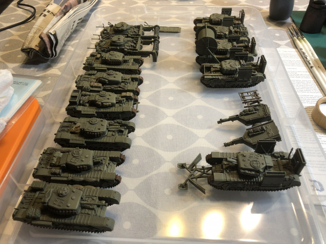 Here are all the vehicles and ancillaries completed after this phase. Next up is applying the decals.