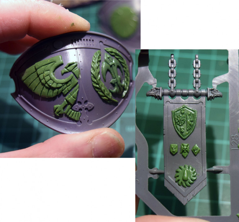 Adding the shoulder heraldry...