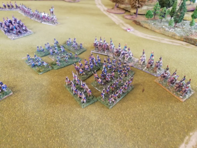 French cavalry sweep down on the British right but the hannoverian militia form square just in time 