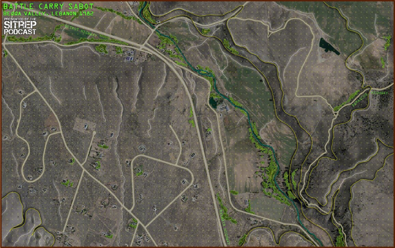 Here's the map.  This system is designed as a miniature game (even if we are playing virtually here).  Each grid is an inch - 6 feet by almost 4 feet.  Each inch is 50 meters (making the game about 1:2000 in scale)