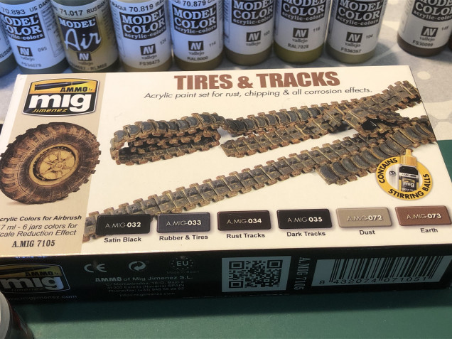 I have also got a couple of paint sets that will come in handy, the first is from Mig Ammo and is specifically for tracks and tyres.