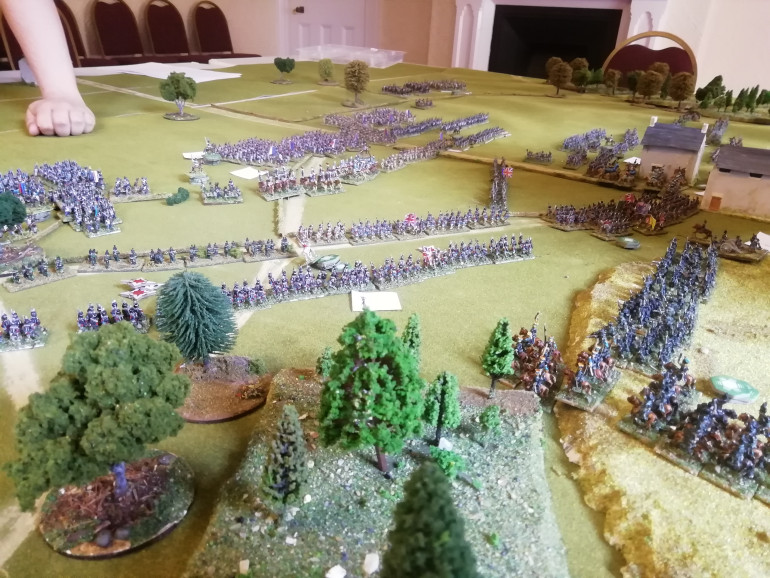 After seeing off the cavalry the British get back into line as the French infantry close in