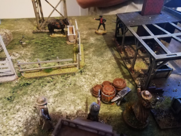 Other vigilantes flank the gang and tackle a thug. Undeterred the outlaws once again blast away killing another one of their own and leaving the lawmen unscathed