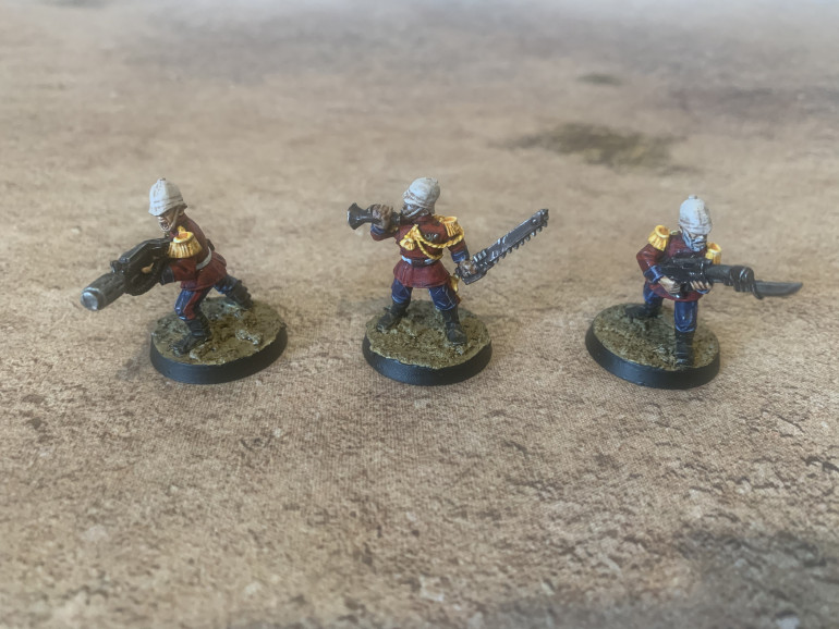 Bugler and two veteran guardsmen from the Company HQ done