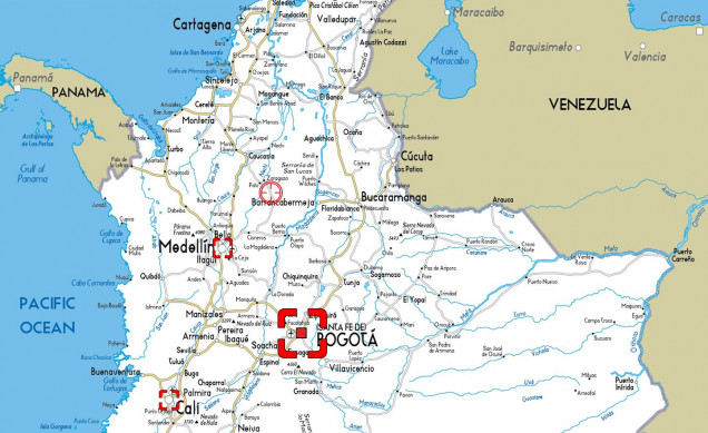 The main foci of the 1980s-1990s phase of the Colombian Drug War.  All factions were heavily active in the country's capital Bogata, while the Medellin and the Cali Cartels were the most powerful narco factions at the time.  Other factions include the Colombian government, the United States, smaller cartel factions, ultra-right wing paramilitaries like the AUC, and remnants of Marxist groups like FARC.  Yeah, it's a free-for-all.