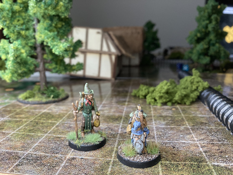 A peddler and a hunched over old man, both wounded, left the farmhouse, the remains of a spider on the peddler’s stout stick. They turned away from the battle and headed away as fast as they could.