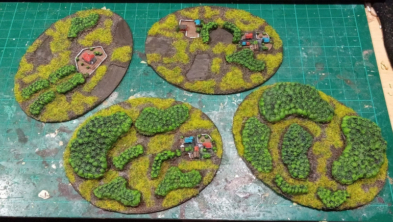 The Brown patches were later flocked with a very light brown flock. For 2mm it does the job as crops. I'll post the DIY Roads and River next and then some DIY crops.