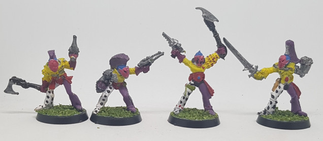 Harlequin Troupe? Troop, Unit Size 5/12, PL 5/12.  Left to right: 12 Trooper, 5 Trooper, 3 Avatar, 6 Avatar