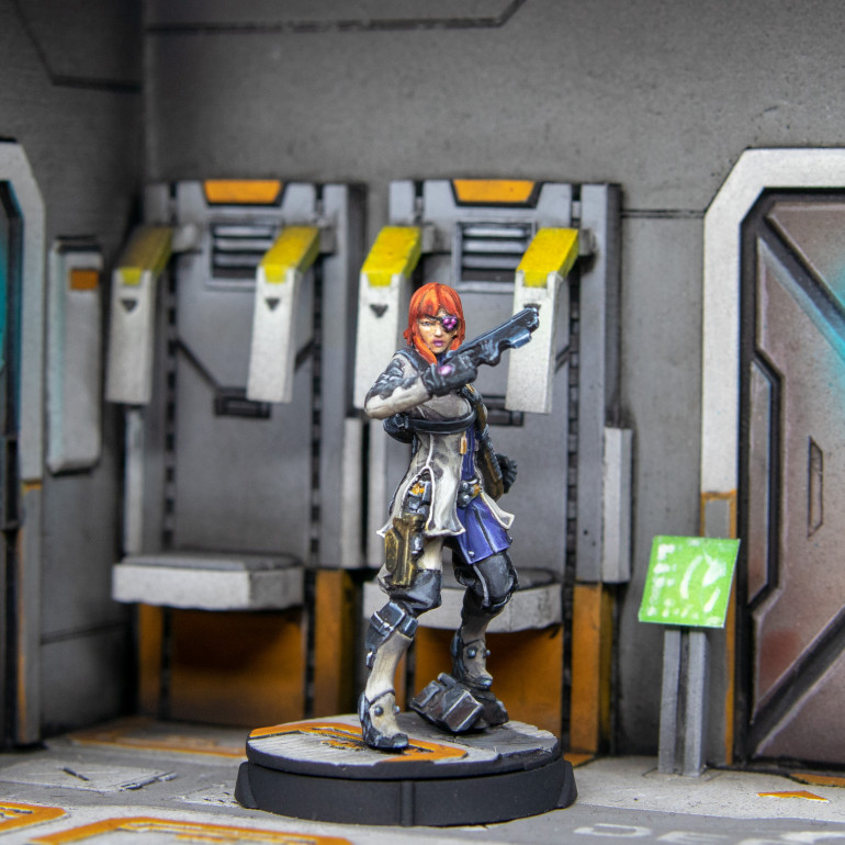 Trisha - Again another lovely model. This one reminds me of my wife with an eyepatch. I do think the uniform could have been more defined in terms of detail but this may have been my ability at seeing the detail. A challenging paint as well. I have never painted any Aleph models before, this is the only one I own outside of cross overs. I almost bought Coldfront from Ebay. But then I realised I have enough to paint.  